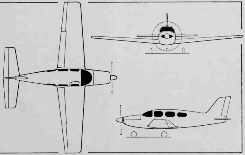 3 view Bellanca Skyrockeet II Janes 1975.jpg